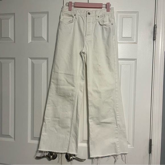Free People High Rise Straight Flare Jeans White - Picture 2 of 12